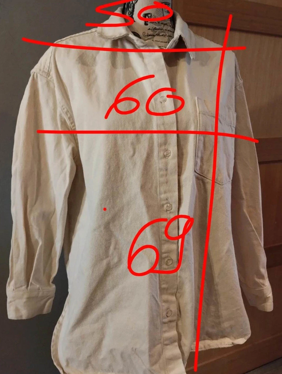 Chaqueta de camisa mujer crema, Selected, T38 – photo 8